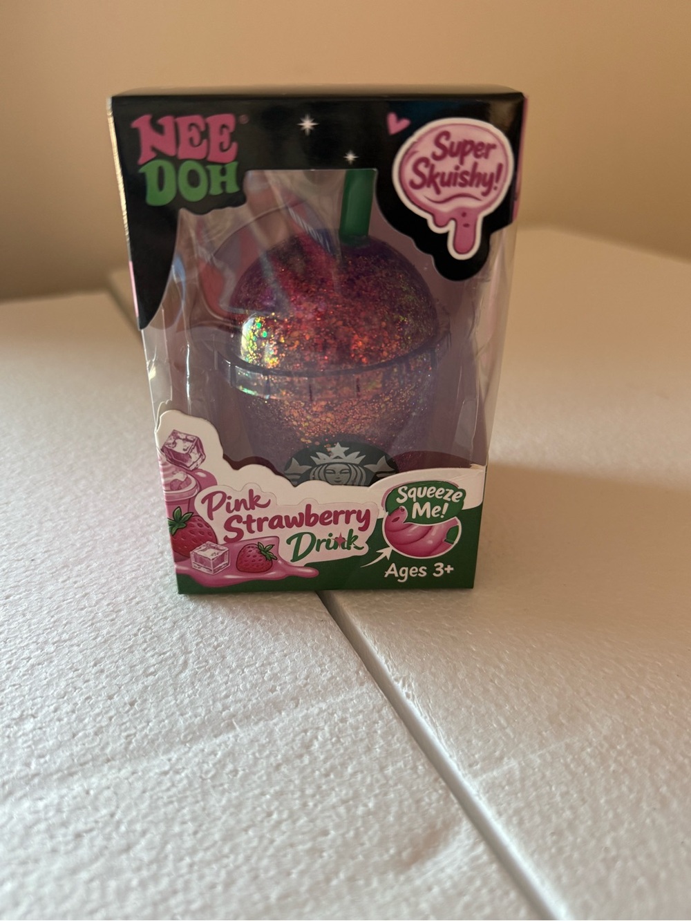 Starbucks Pink Glitter Strawberry Drink Squishy Party Favor